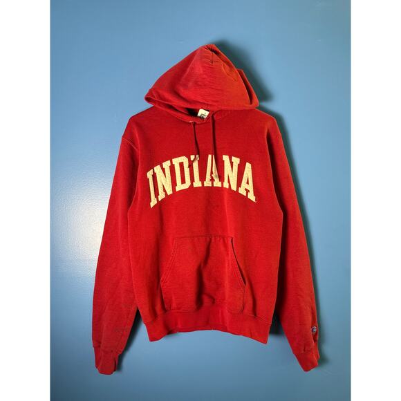 IU INDIANA Embroidered Red Pullover Hoodie Sweatshirt Men's Size Large - Picture 1 of 5